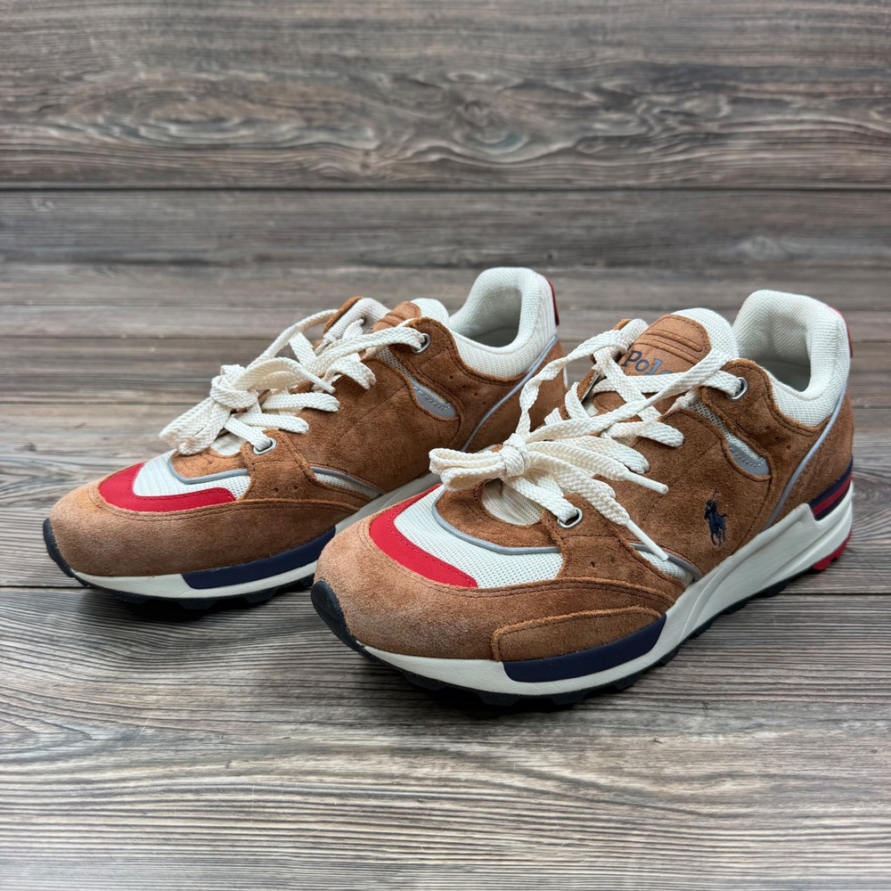 Polo Ralph Lauren Men Size 9 Trackstr 200 Sneaker Brown Suede Mesh